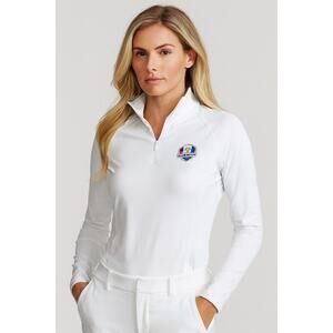 RALPH LAUREN White Quarter Zip Ryder Cup 2023 Logo Pullover Jacket size Small